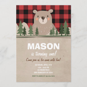 Invitation d'anniversaire de Lumberjack Woodland