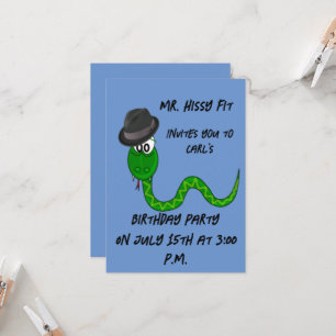 Invitation d'anniversaire de M. Hissy Fit Snake