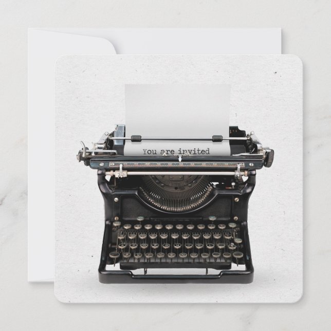 invitation d'anniversaire de machine à écrire vint (Devant)