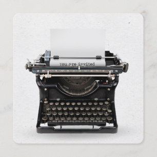 invitation d'anniversaire de machine à écrire vint