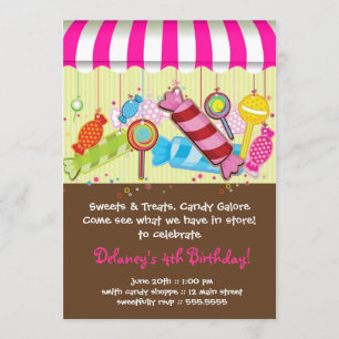 Invitation d'anniversaire de magasin de sucrerie