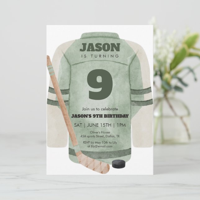 Invitation d'anniversaire de maillot de hockey ver (Debout devant)