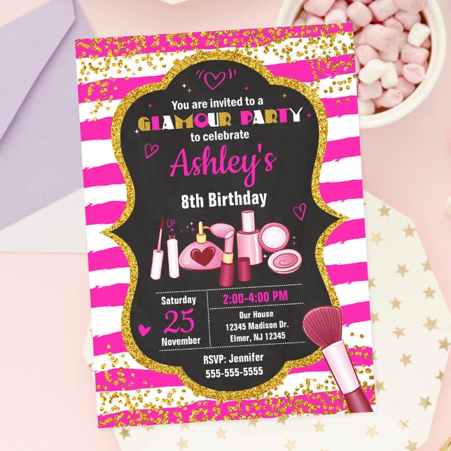 Invitation d'anniversaire de Maquillage / Fête de  (Créateur téléchargé)