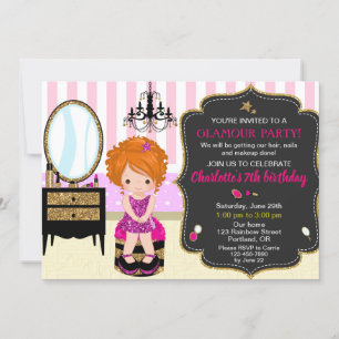Invitation d'anniversaire de maquillage Poussette