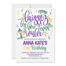 Invitation d'anniversaire de Mardi Gras