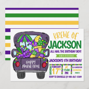 Invitation d'anniversaire de Mardi Gras