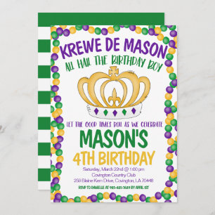 Invitation d'anniversaire de Mardi Gras