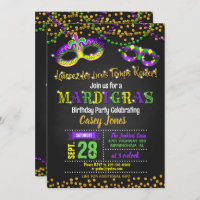 Invitation d'anniversaire de Mardi Gras