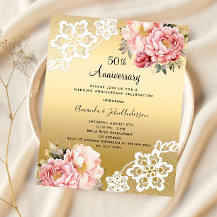 Invitation d'anniversaire de mariage 50 ans avec f