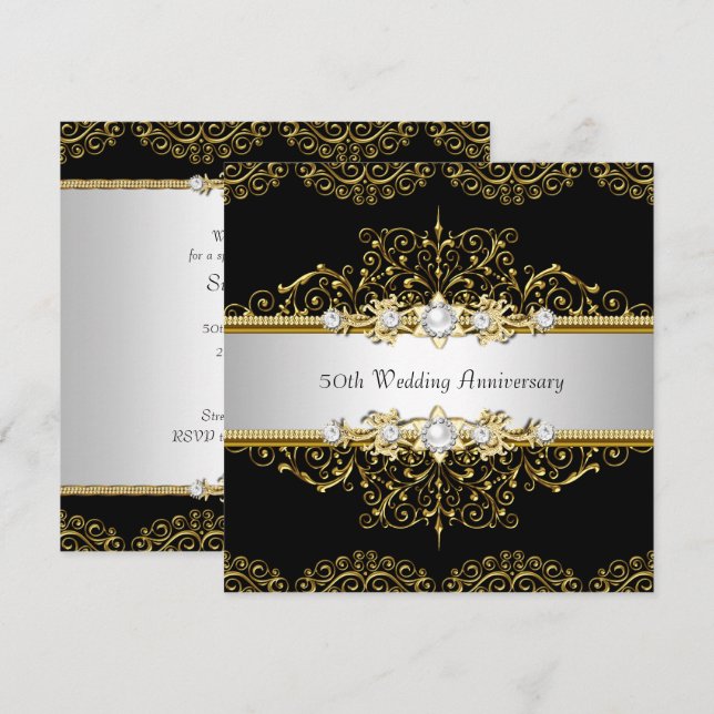 Invitation d'anniversaire de mariage 50 ans Tourbi (Devant / Derrière)