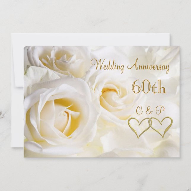 Invitation d'anniversaire de mariage 60 ans avec d (Devant)