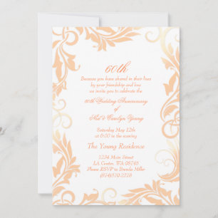 Invitation d'anniversaire de mariage 60 ans Peach 