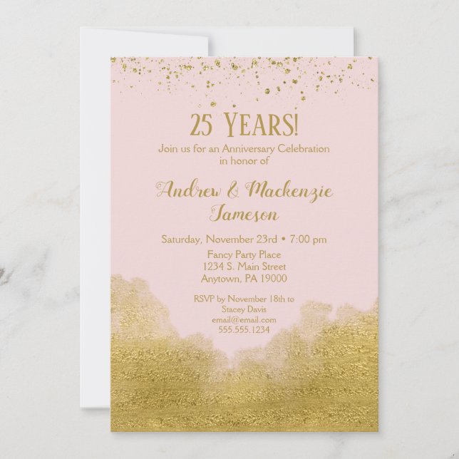Invitation d'anniversaire de mariage à confettis e (Devant)