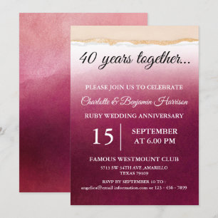 Invitation d'anniversaire de mariage à l'aquarelle