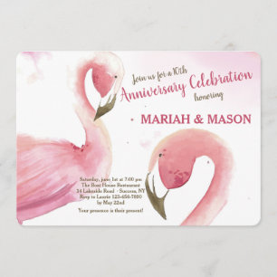 Invitation d'anniversaire de mariage aux flamants 
