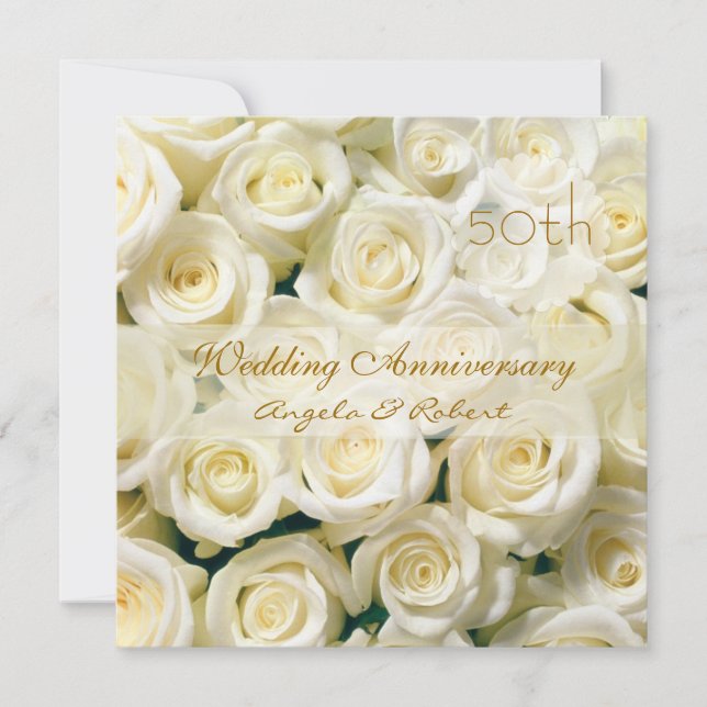 Invitation d'anniversaire de mariage avec des rose (Devant)