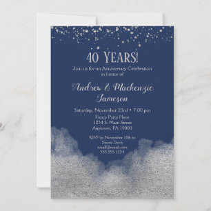 Invitation d'anniversaire de mariage bleu marine a