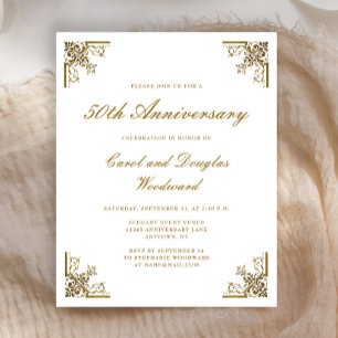 Invitation d'anniversaire de mariage Budget Gold V