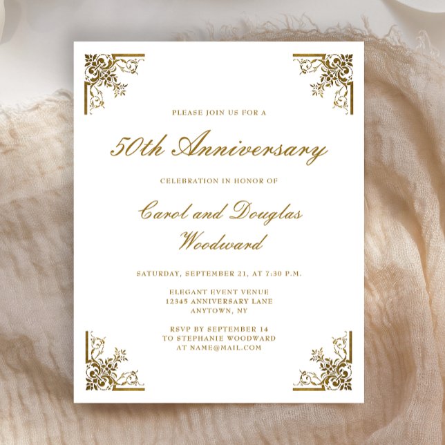 Invitation d'anniversaire de mariage Budget Gold V (Créateur téléchargé)