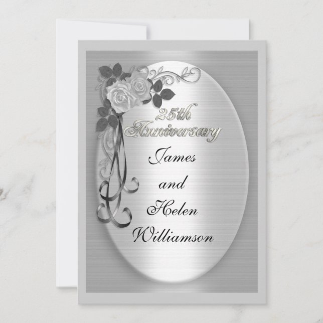 Invitation d'anniversaire de mariage d'argent (Devant)