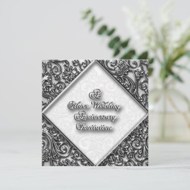 Invitation d'anniversaire de mariage d'argent (Debout devant)