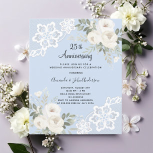 Invitation d'anniversaire de mariage de 25 ans à f