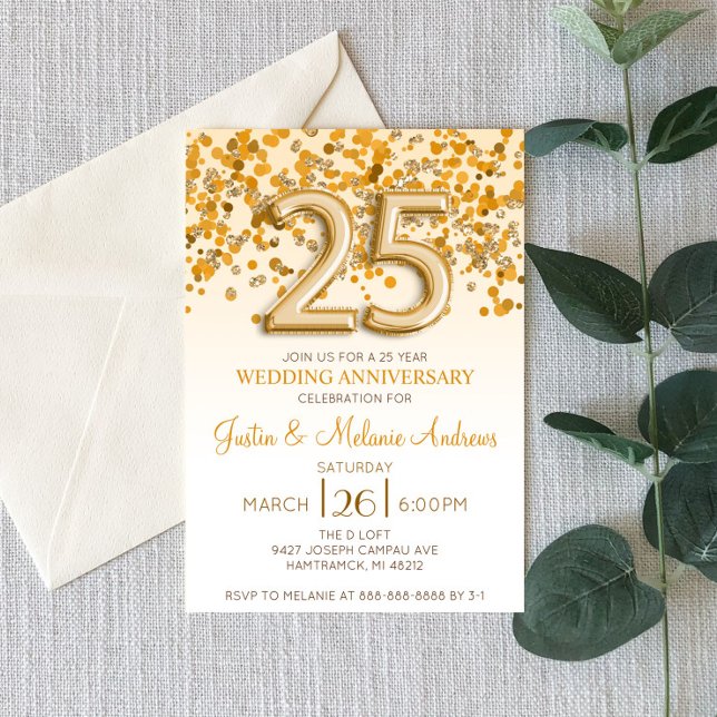 Invitation d'anniversaire de mariage de 25 ans ave (Créateur téléchargé)
