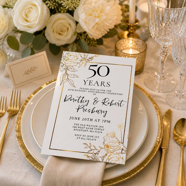 Invitation d'anniversaire de mariage de 50 ans à f (Créateur téléchargé)