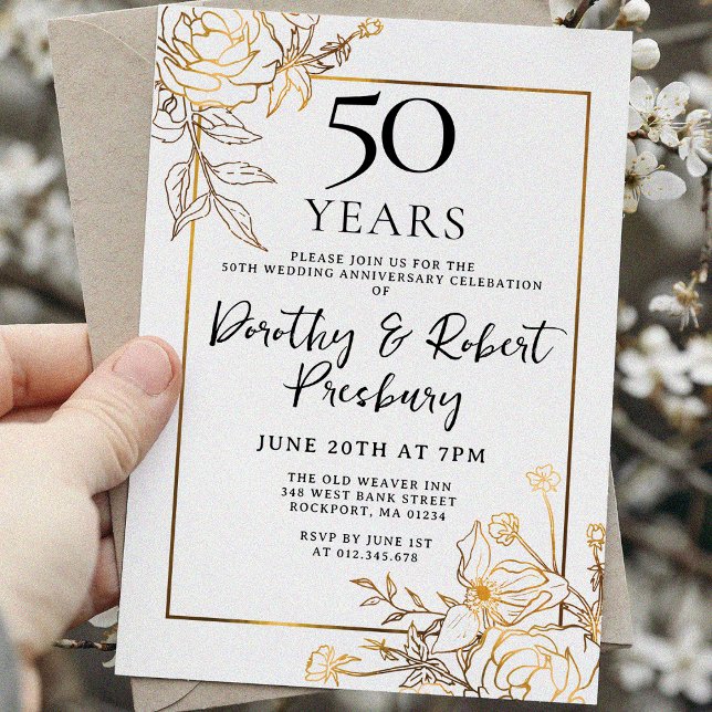 Invitation d'anniversaire de mariage de 50 ans à f (Créateur téléchargé)