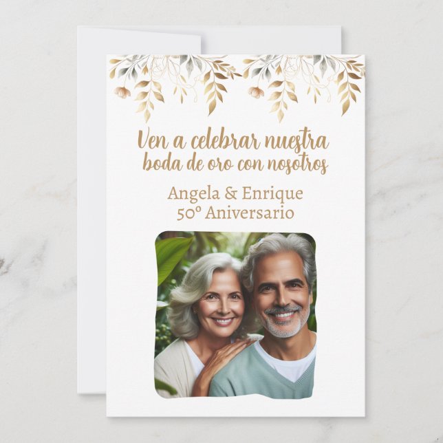 Invitation d'anniversaire de mariage de 50 ans ave (Devant)