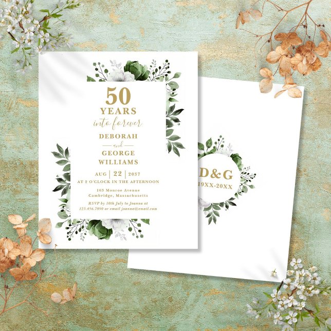 Invitation d'anniversaire de mariage de 50 ans Bud (Budget Gold 50th Wedding Anniversary Invitation)