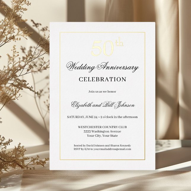 Invitation d'anniversaire de mariage de 50 ans en  (Créateur téléchargé)