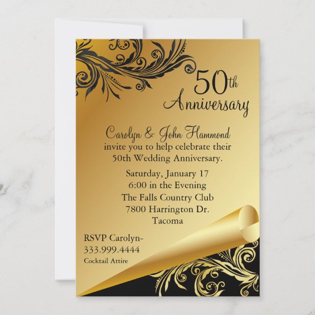 Invitation d'anniversaire de mariage de 50 ans Noi (Devant)