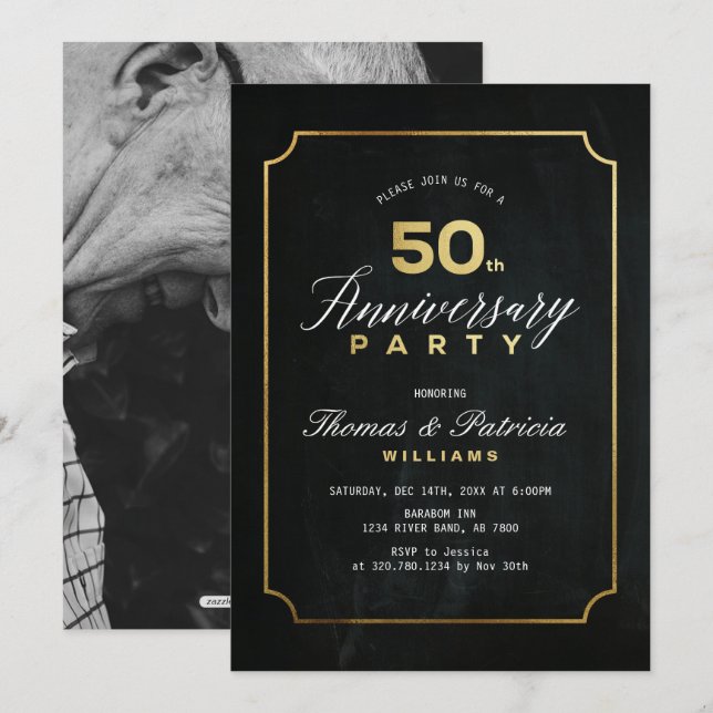 Invitation d'anniversaire de mariage de 50 ans Typ (Devant / Derrière)