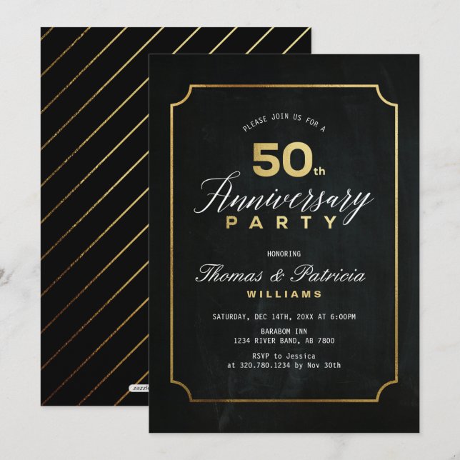 Invitation d'anniversaire de mariage de 50 ans Typ (Devant / Derrière)