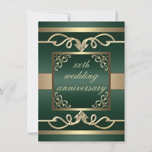 Invitation d'anniversaire de mariage Elegant Green (Devant)