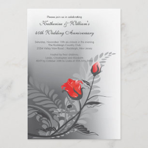 Invitation d'anniversaire de mariage Élégante Rose