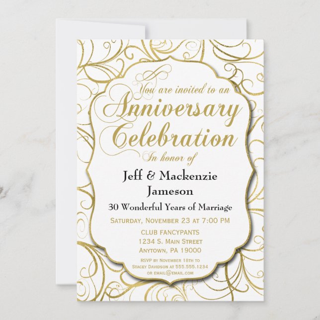 Invitation d'anniversaire de mariage élégante tour (Devant)