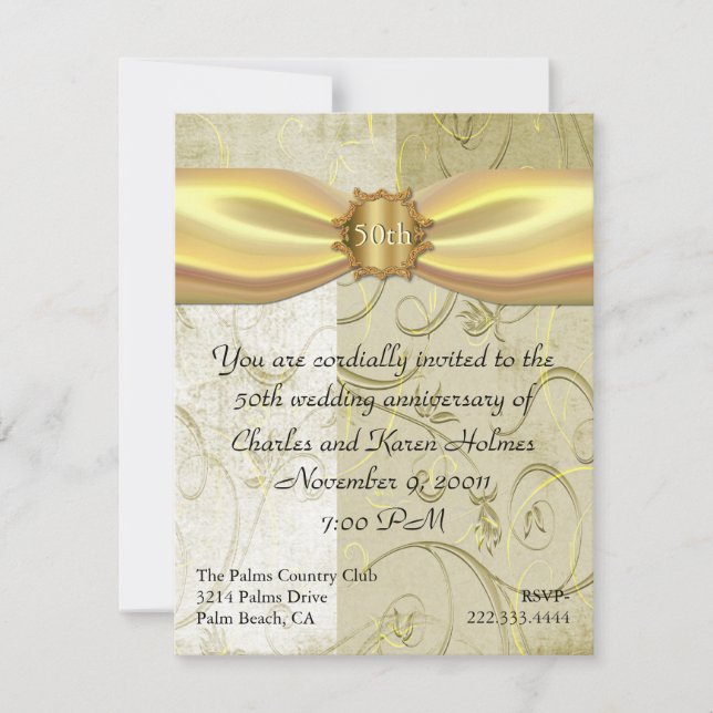 Invitation d'anniversaire de mariage en or (Devant)