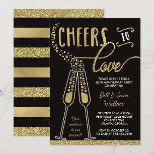 Invitation d'anniversaire de mariage, faux brillan