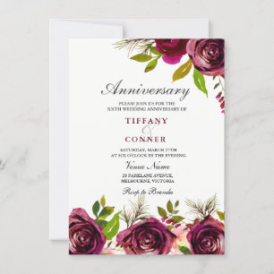 Invitation d'anniversaire de mariage floral bordea
