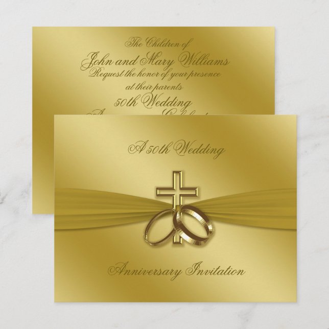 Invitation d'anniversaire de mariage religieux 50  (Devant / Derrière)