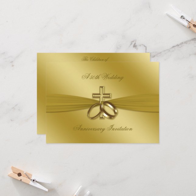Invitation d'anniversaire de mariage religieux 50  (Devant/Arrière en situation)