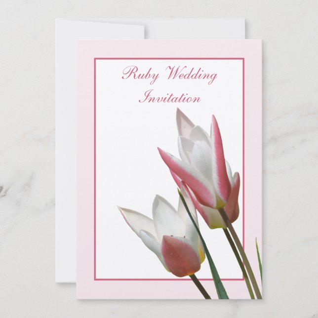 Invitation d'anniversaire de mariage Tulipe Ruby (Devant)