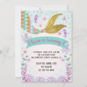 invitation d'anniversaire de mermaid