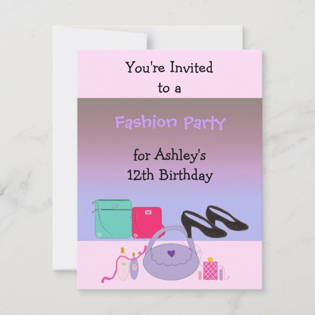 Invitation d'anniversaire de mode (Devant)