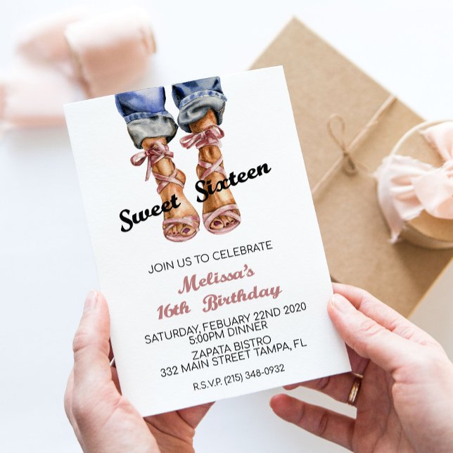 Invitation d'anniversaire de mode Sweet Sixteen (Créateur téléchargé)