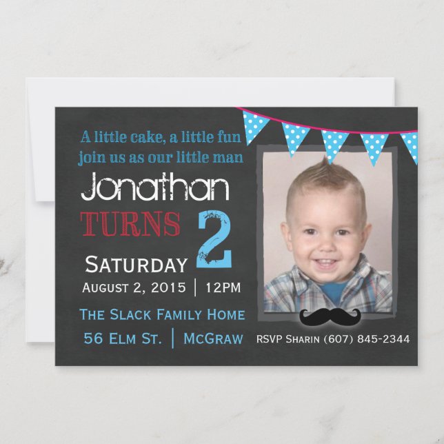 Invitation d'anniversaire de mon petit homme (Devant)
