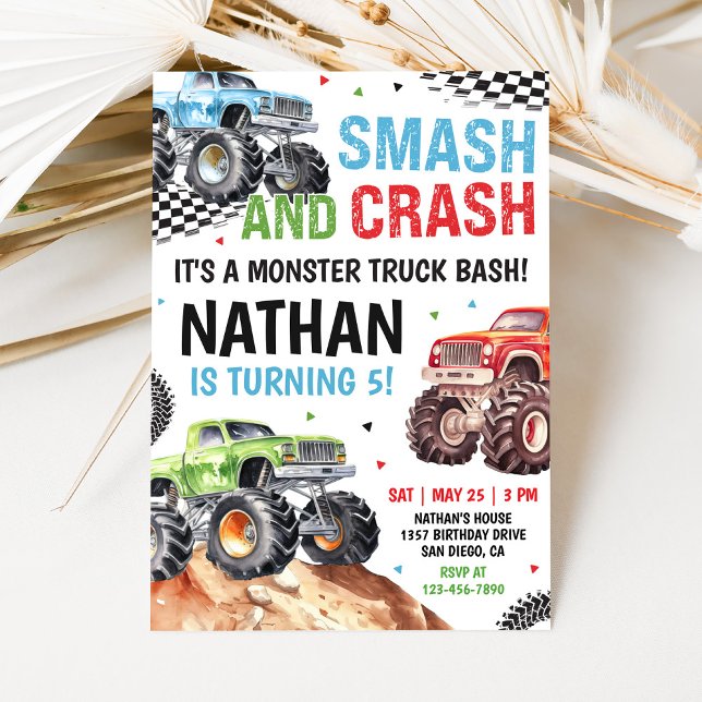 Invitation d'anniversaire de Monster Truck (Créateur téléchargé)