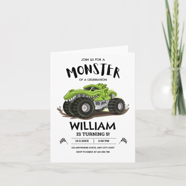 Invitation d'anniversaire de Monster Truck, Invita (Devant)
